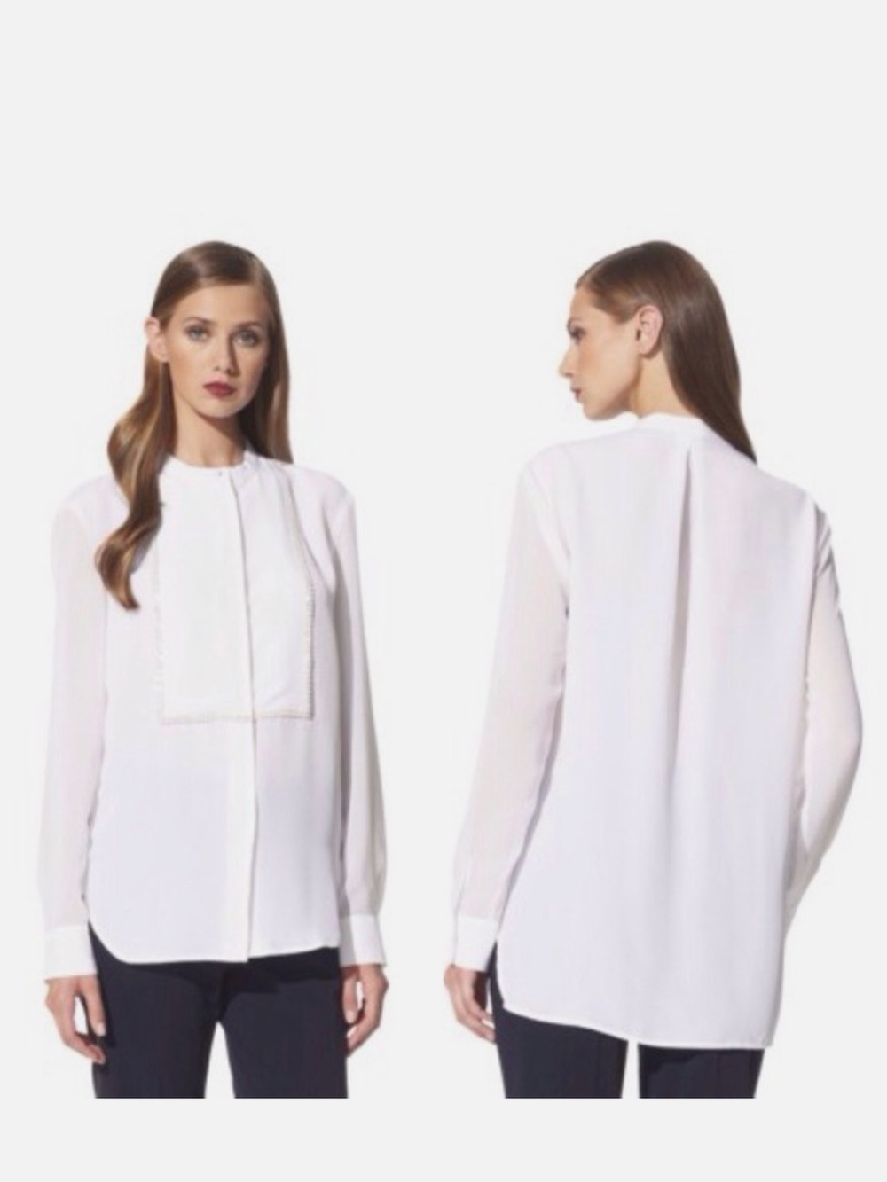 3.1 Phillip Lim for Target White Sparkle Beaded Tuxedo Blouse Large